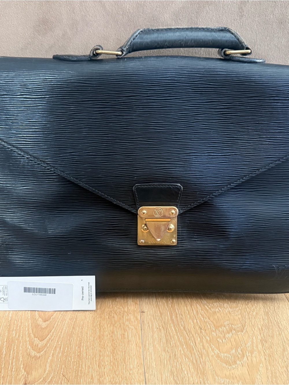 Louis Vuitton Black Epi Leather Laptop Briefcase with Gold Hardware